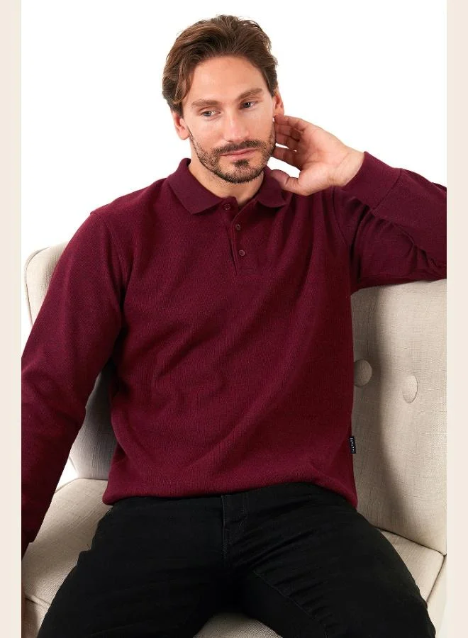 بوراتي بلوفر بياقة بولو رجالي قطن مخلوط مقاس عادي