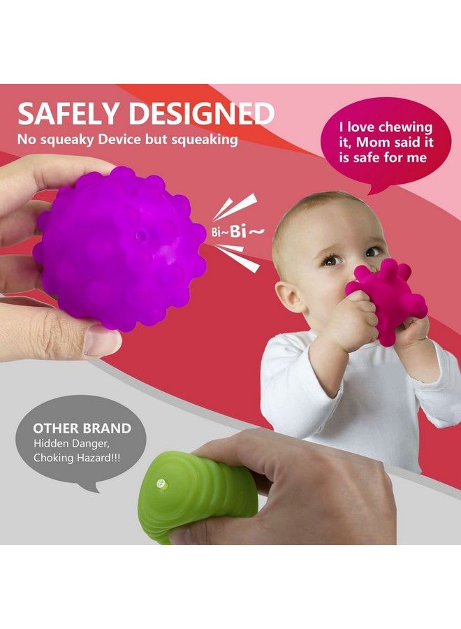 ROHSCE Montessori Toys For Babies 3 Months+ Baby Balls 3 To 12 Month For Babies & Toddlers 3M+ Textured Multi Ball Set Colorful & Soft Squeezy Sensory Toys. Stress Relief Balls For Infant (4 Pack) - Image 4
