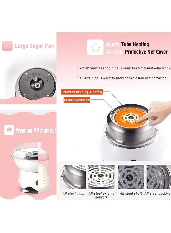 DUNISO Electric Cotton Candy Machine, Portable Cotton Candy Diy Machine, Home Non-Stick, High Temperature Resistant, With Large Splash Guard, With Heat Dissipation Base, Suitable For Family Gatherings And Celebrations, White - Image 5