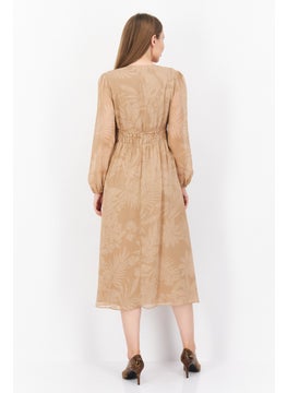 INC Women Dot Print Chiffon Dress, Beige  - Image 3