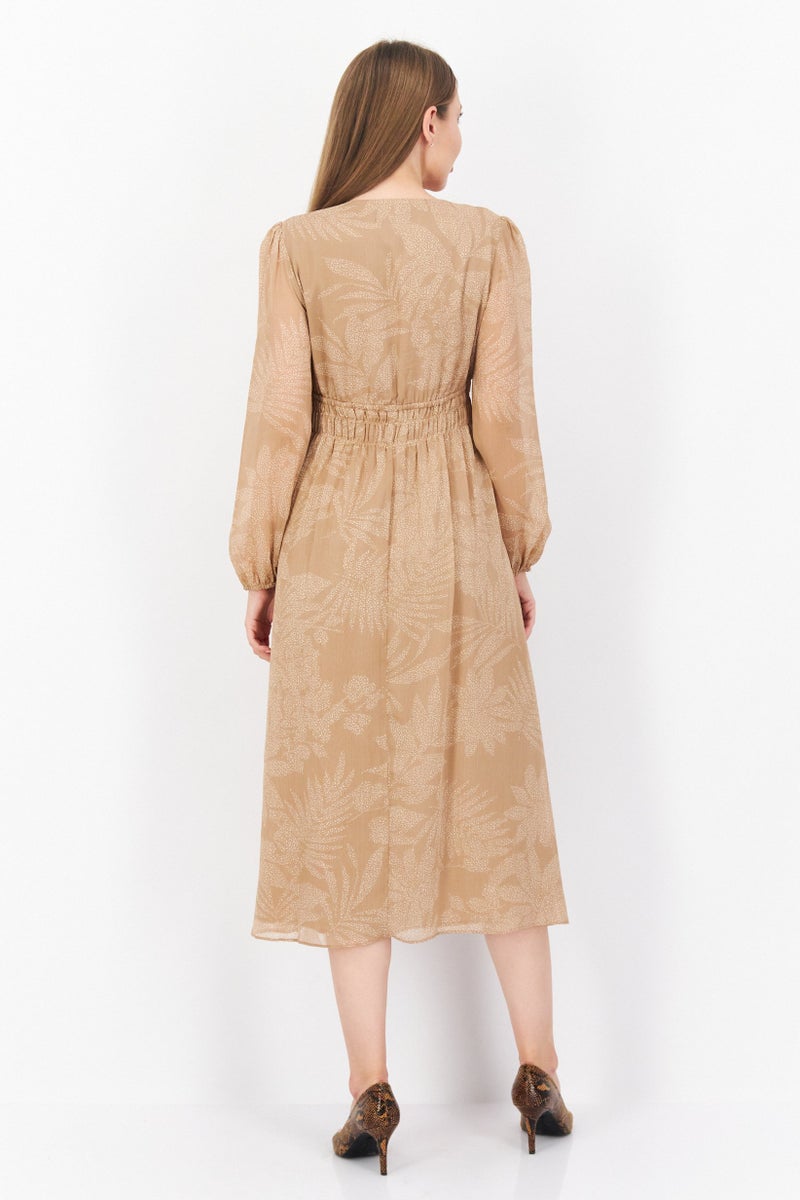 INC Women Dot Print Chiffon Dress, Beige - Image 3