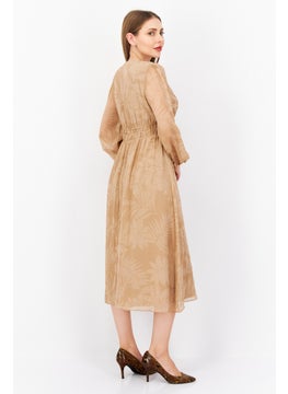 INC Women Dot Print Chiffon Dress, Beige  - Image 4