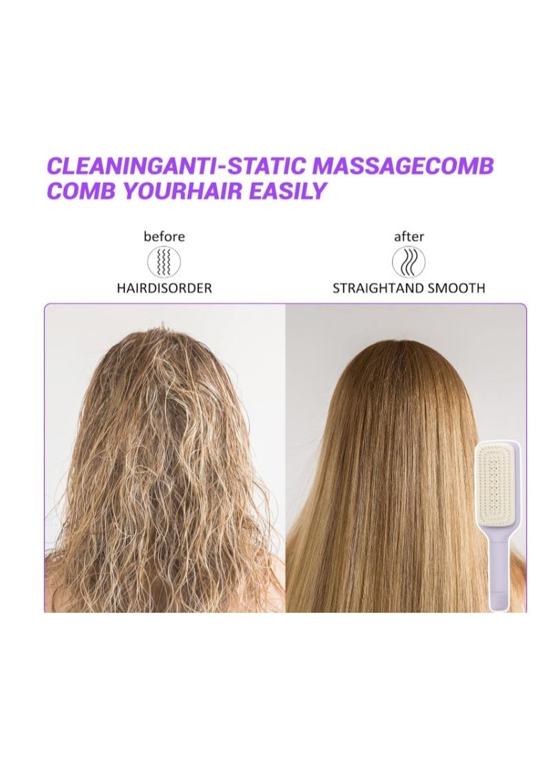 Generic "Self-Cleaning Detangling Hair Brush for Women and Men – Organic Hairbrush Without Pulling, Professional Detangling Brush for Wet and Dry Hair, Ideal for Curly and Straight Hair, Rotating Hairbrush with a Detachable Rotating Shaft for Removing Knots and Tangles for All Hair Types Including Hair Extensions – Brush for Dry and Wet Use (Multiple Colors Available)."  - Image 3