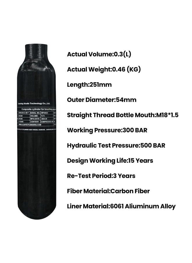 TUXING 4500Psi Pcp Air Tank 0.3L 18Cu in 300cc Carbon Fiber HPA Tank,Gas Cylinder,Paintball Hunting for PCP Air Rifle Gun Daystate and FX Thread M18 * 1.5 - Image 5
