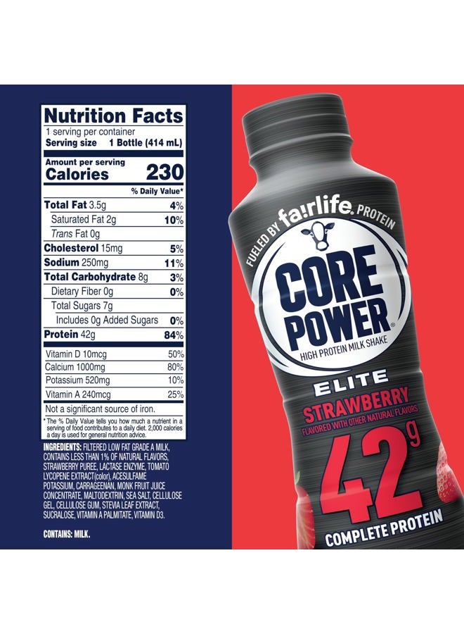Core Power Elite High Protein Shake (42g), Strawberry, Ready To Drink for Workout Recovery, 14 Fl Oz Bottles (12 Pack) - Image 2