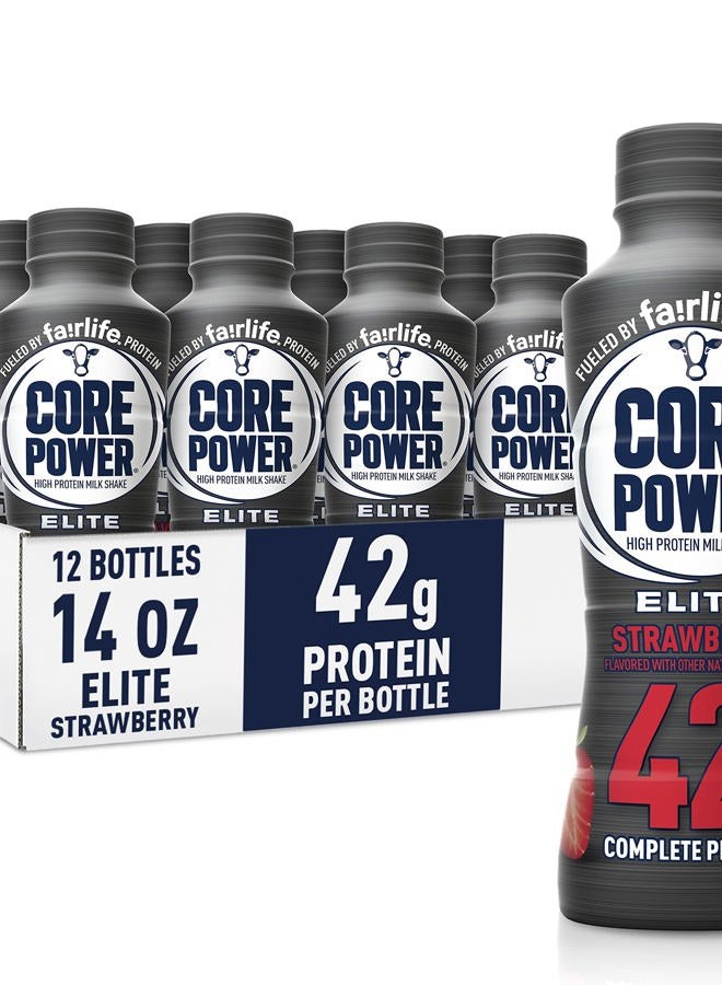 Core Power Elite High Protein Shake (42g), Strawberry, Ready To Drink for Workout Recovery, 14 Fl Oz Bottles (12 Pack) - Image 1