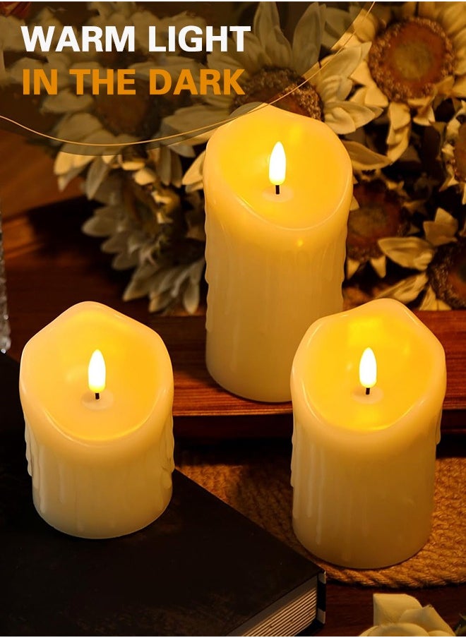 Sweet Life 3 Piece LED flameless Candles, LED Pillar Candles for Romantic Ambiance, Battery Operated Candles with Remote Control Timer for Festival Wedding Home Party Decor(Pack of 3) Classic Ivory  - Image 2