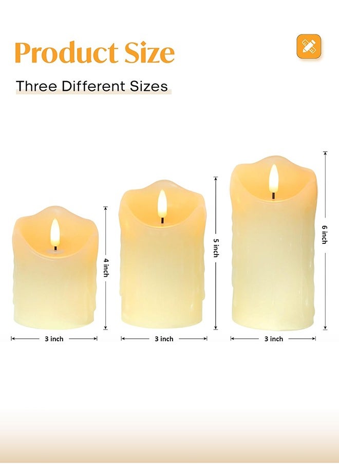 Sweet Life 3 Piece LED flameless Candles, LED Pillar Candles for Romantic Ambiance, Battery Operated Candles with Remote Control Timer for Festival Wedding Home Party Decor(Pack of 3) Classic Ivory  - Image 5