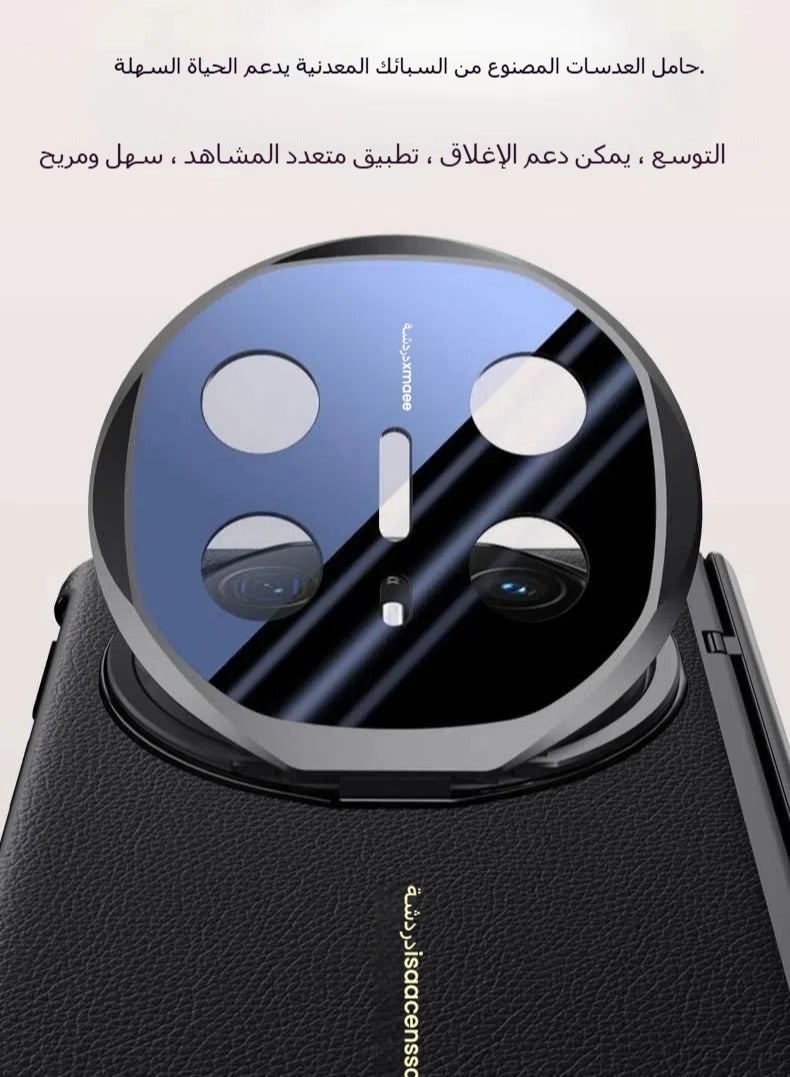 general Compatible with Huawei Mate X6 Electroplated frame Magnetic Hinge protection Grain leather case with lens holder Privacy screen protector for Mate X6 - Image 4