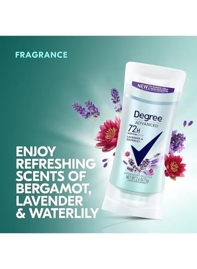 Degree 3 Pcs Degree Advanced Lavender & Waterlily 72-Hour Sweat & Odor Protection Antiperspirant for Women 74 Grams - Image 3