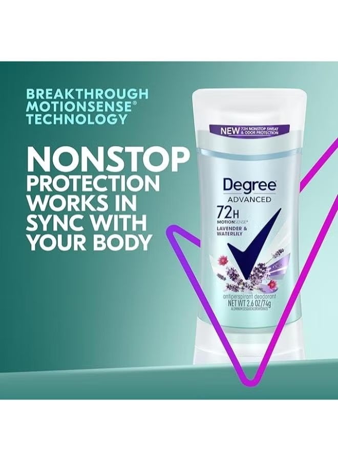 Degree 3 Pcs Degree Advanced Lavender & Waterlily 72-Hour Sweat & Odor Protection Antiperspirant for Women 74 Grams - Image 4