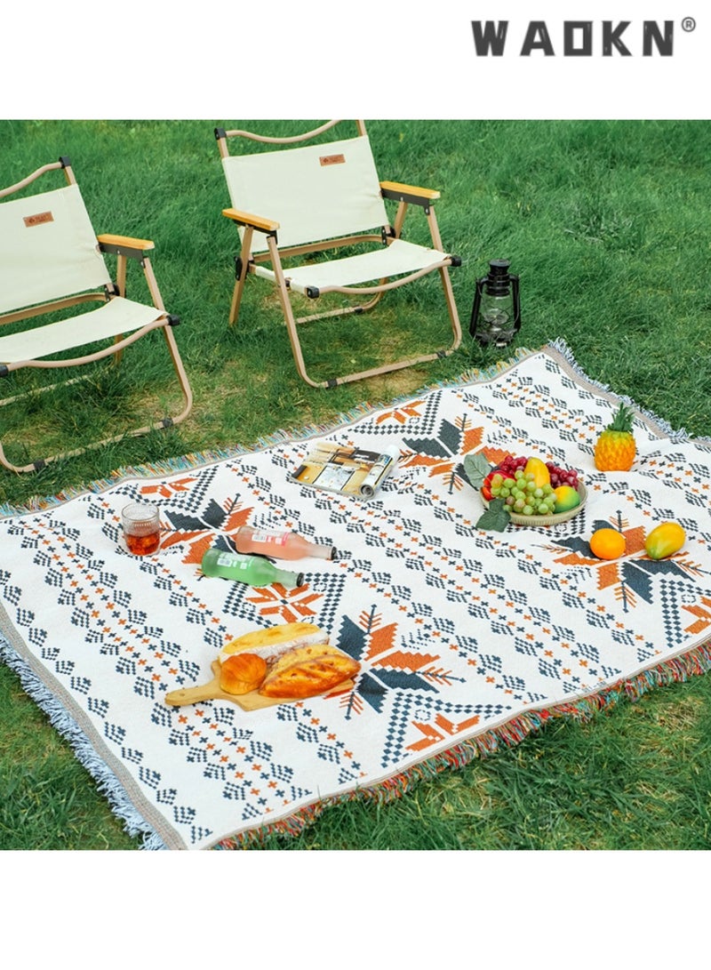 WAOKN Outdoor Camping Blanket with Geometric Patterns, Soft and Comfortable, Perfect for Picnics, Beaches, and Hiking, Durable and Moisture - Resistant,  Ideal for Any Outdoor Excursion,90*180 - Image 4