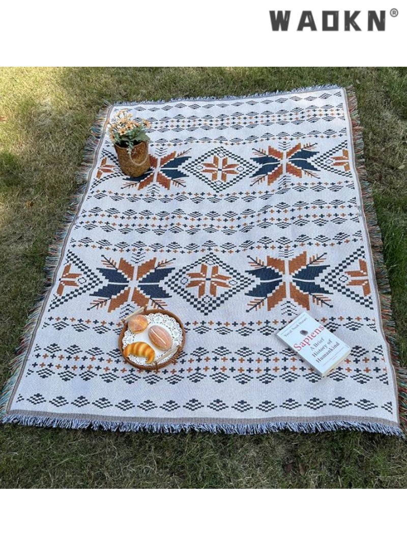 WAOKN Outdoor Camping Blanket with Geometric Patterns, Soft and Comfortable, Perfect for Picnics, Beaches, and Hiking, Durable and Moisture - Resistant,  Ideal for Any Outdoor Excursion,90*180 - Image 3