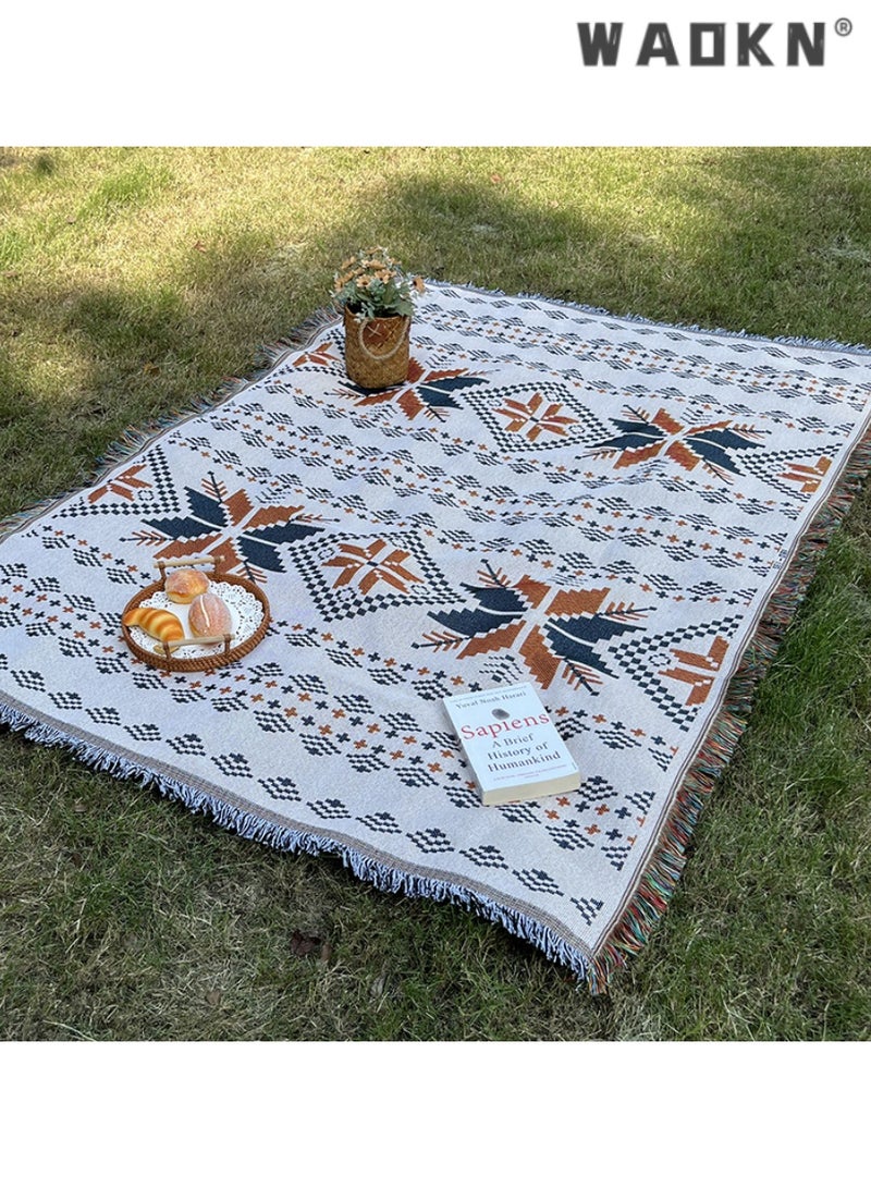 WAOKN Outdoor Camping Blanket with Geometric Patterns, Soft and Comfortable, Perfect for Picnics, Beaches, and Hiking, Durable and Moisture - Resistant,  Ideal for Any Outdoor Excursion,90*180 - Image 1