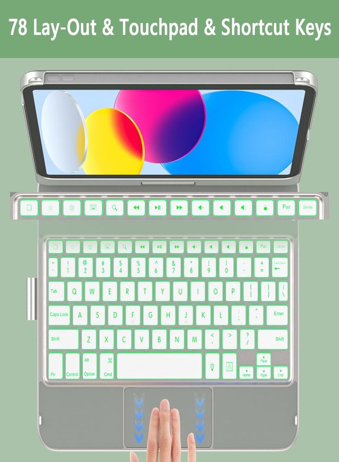 amzcase جراب aMZCaSE لجهاز iPad (A16) من الجيل العاشر والحادي عشر، مزود بلوحة مفاتيح ولوحة لمس، وقابل للدوران 360 درجة، وغطاء كمبيوتر محمول بإضاءة خلفية لجهاز iPad A16 مقاس 10.9 بوصة من الجيل العاشر (2022) مع خاصية التنبيه الذكي وحامل قلم. - Image 4