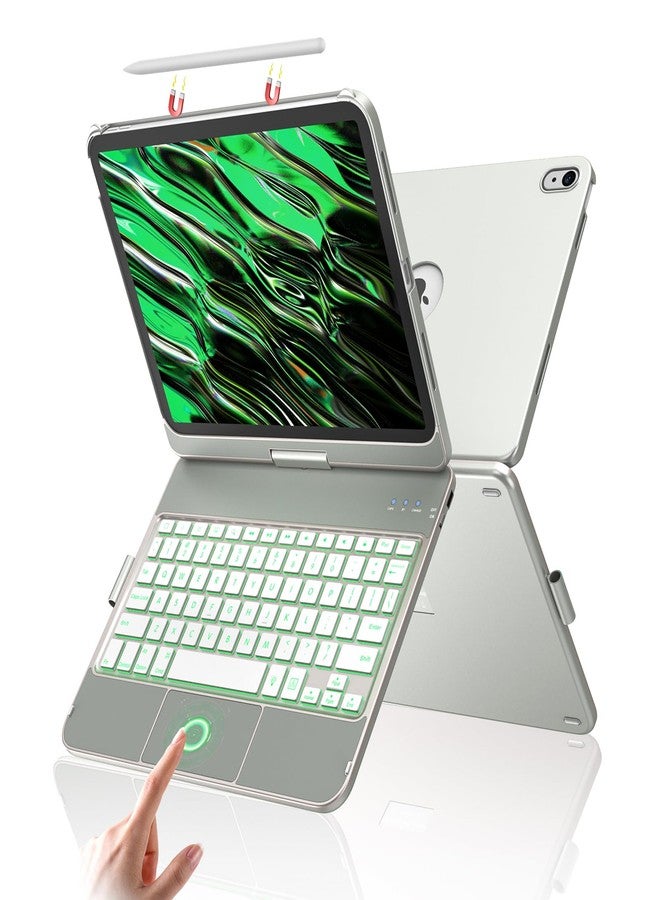amzcase جراب aMZCaSE لجهاز iPad (A16) من الجيل العاشر والحادي عشر، مزود بلوحة مفاتيح ولوحة لمس، وقابل للدوران 360 درجة، وغطاء كمبيوتر محمول بإضاءة خلفية لجهاز iPad A16 مقاس 10.9 بوصة من الجيل العاشر (2022) مع خاصية التنبيه الذكي وحامل قلم. - Image 1