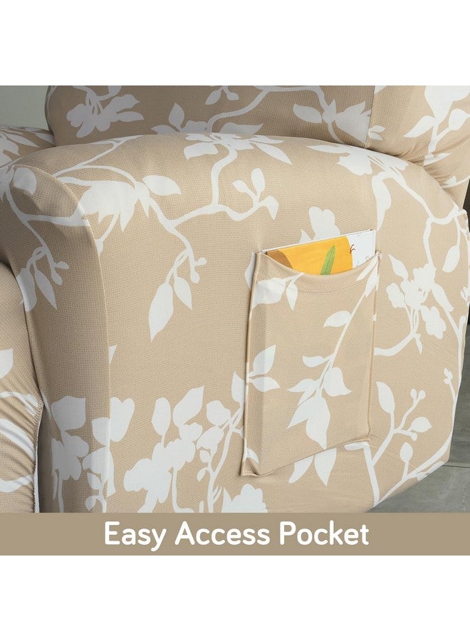 HOKIPO HOKIPO polyester 140gsm Fully Covered Recliner Sofa Cover 1 Seater, Buff Brown Sillehoute Floral (AR-4940-C7)  - Image 3
