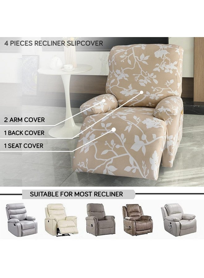 HOKIPO HOKIPO polyester 140gsm Fully Covered Recliner Sofa Cover 1 Seater, Buff Brown Sillehoute Floral (AR-4940-C7)  - Image 2