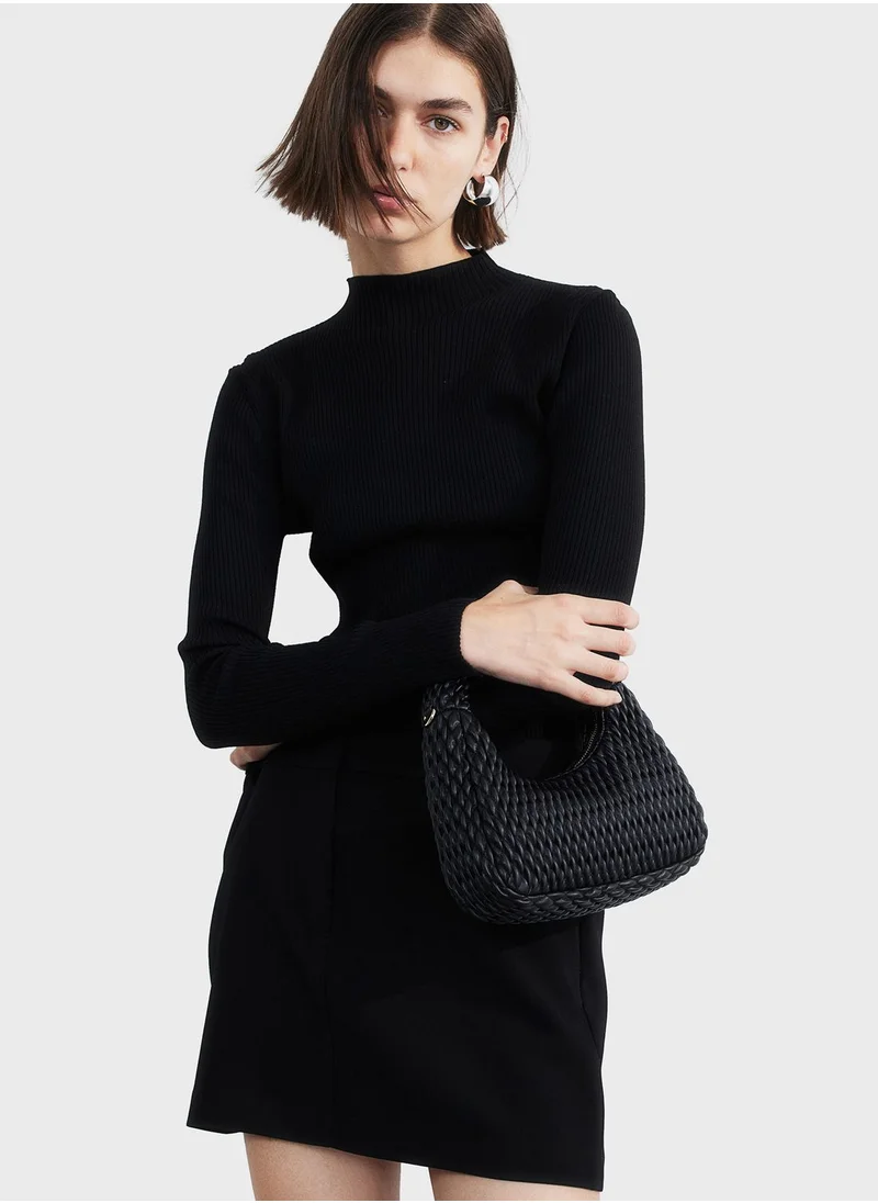 H&M Ribbed High Neck Top