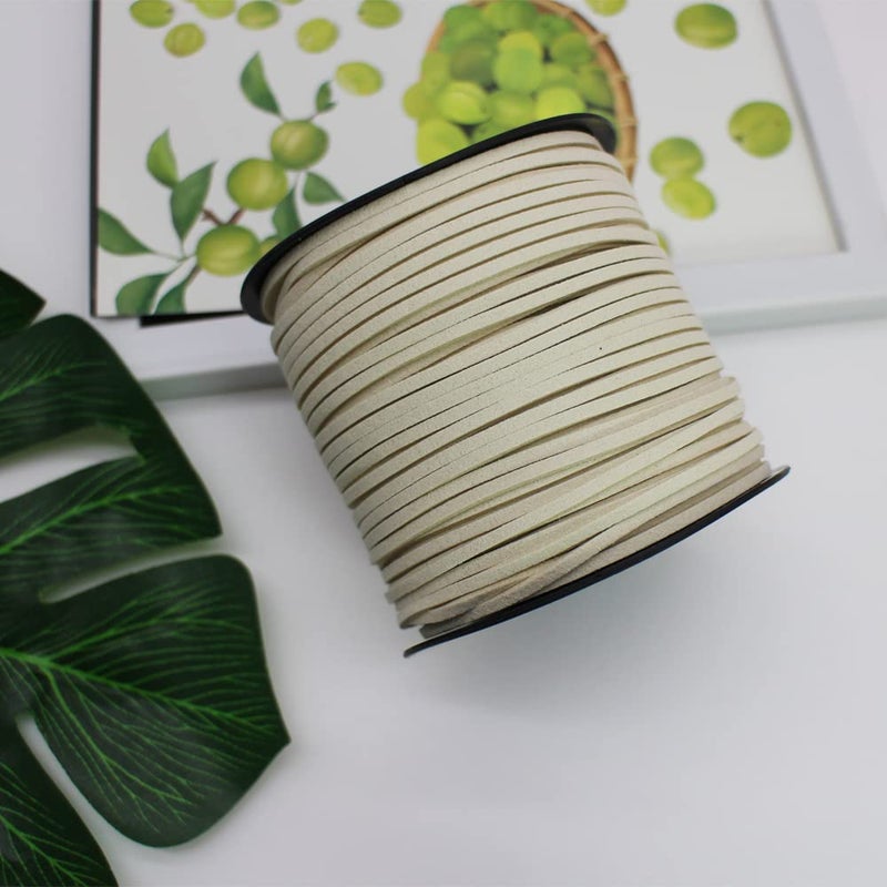 Pamir Tong Beige Faux Leather Cord for Jewelry Making 100 Yards 2.6mm Thin Suede String Rope for Bracelet DIY Crafting Cord for Necklace-Dream Catcher Supplies-Hat- Walking Stick - Image 5