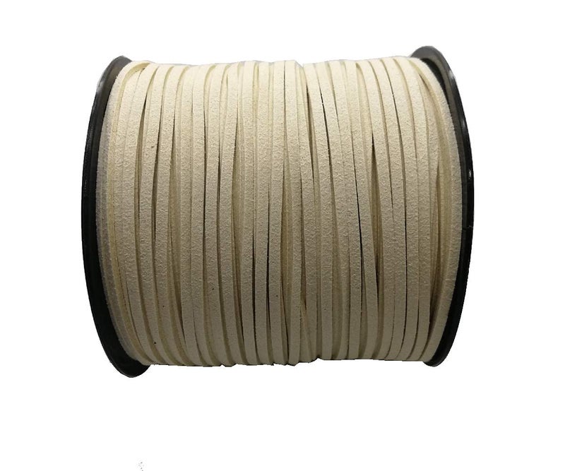 Pamir Tong Beige Faux Leather Cord for Jewelry Making 100 Yards 2.6mm Thin Suede String Rope for Bracelet DIY Crafting Cord for Necklace-Dream Catcher Supplies-Hat- Walking Stick - Image 1