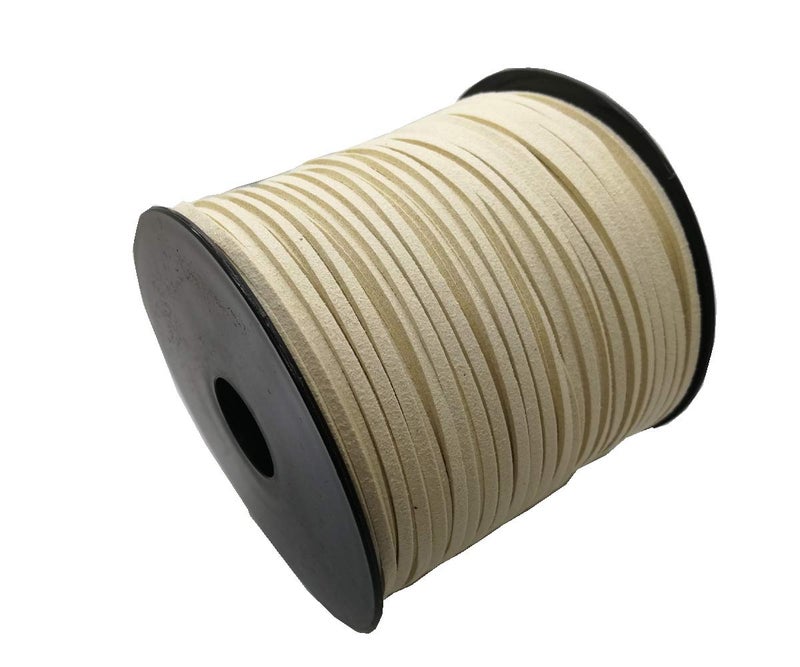 Pamir Tong Beige Faux Leather Cord for Jewelry Making 100 Yards 2.6mm Thin Suede String Rope for Bracelet DIY Crafting Cord for Necklace-Dream Catcher Supplies-Hat- Walking Stick - Image 2
