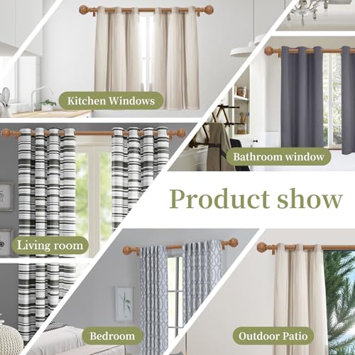 TANGWIN 2 Pack Wood Curtain Rods for Windows 48 to 84 Inch(4-7ft),1 Inch Adjustable Curtain Rod,Heavy Duty Curtain Rods,Wooden Netted Texture Drapery Rods,Single Window Curtain Rod 36-88",Brown Wood - Image 5