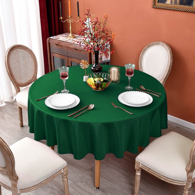 MEANMOY Green 210 GSM Water & Stain Resistant Round Tablecloth for Circle Table - Solid 48 Inch Table Cloth Cover in Wrinkle Free Durable Washable Polyester Fabric for Wedding  Party  Banquet  Dinner - Image 5