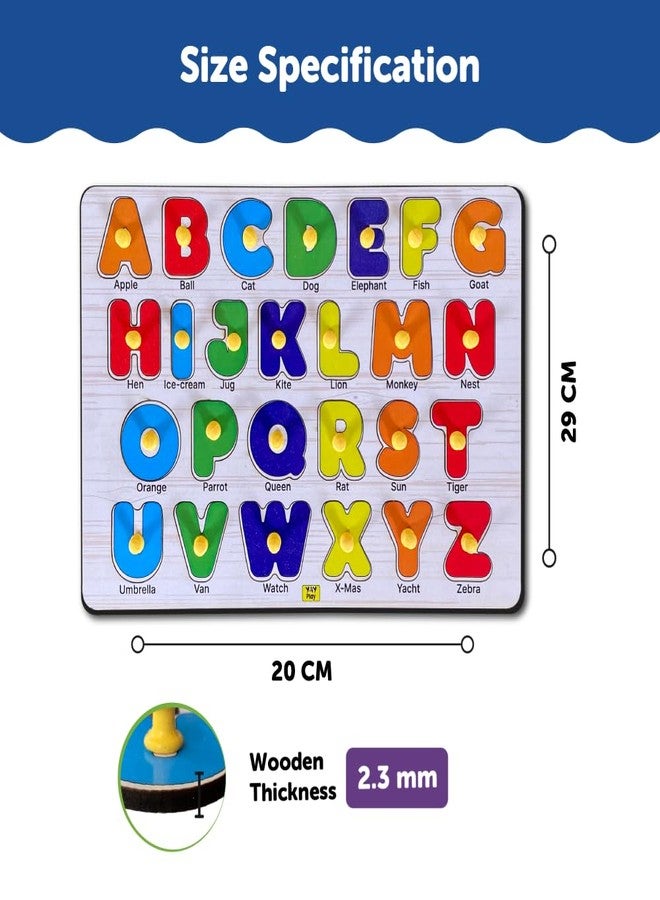 YaYplay Capital Letter Pegboard Shapesorter Wooden Puzzle|Educational Upper Case Learning Puzzle for 2+ Kids|Capital Learning Board Knob Puzzle - Image 2