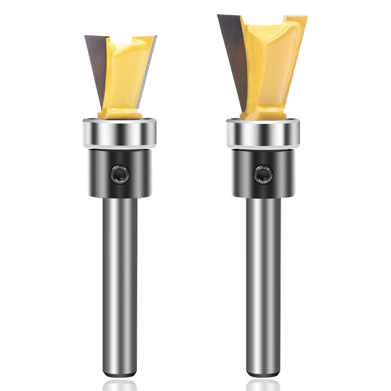 KOWOOD Dovetail Router Bits 2 Pieces with Bearing ,1/4 Inch Shank ,Cutting Dia in 1/2" 5/8",Dovetail Joint Router Bit Set for Making Boxes Drawers Chestsï¼ŒGreat for Craftsman Woodworking - Image 1