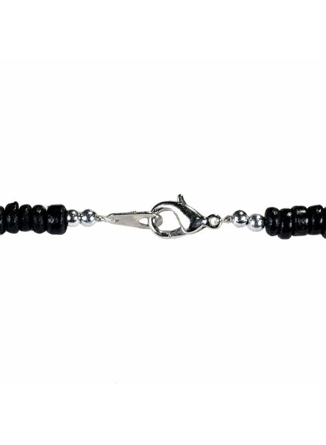 BlueRica Wood Surfboard Pendant on Black Coconut Beads & Green Heishi Shells Necklace - Image 5