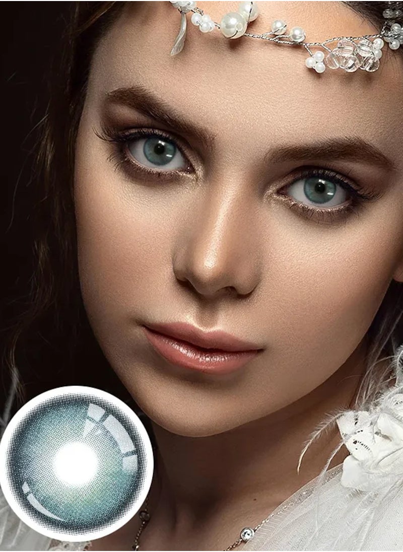 Unibling Freesia Green Yearly Colored Contact Lenses, Unisex Cosmetic Contact Lenses, Enlargement Collection, Light Green, With Case 