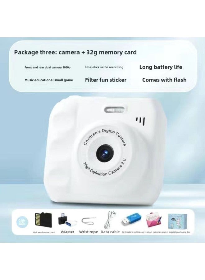 Generic Camera HD Double Camera Cute Digital Campus Student Party Photo Camera Can Take Photos And Pass Mobile Phone Color Shooting 12-Body Color:Hd Dual Camera Moonlight White  - 32g Memory Card*  - Image 1