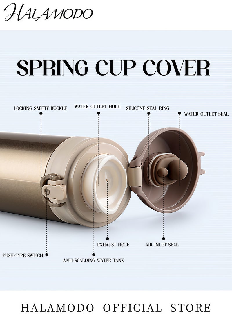 Halamodo Sleek Matte Black Vacuum Insulated Stainless Steel Travel Mug One-Handed Flip Lid Leak-Proof Water Bottle for All-Day Hot & Cold Beverage Use - Image 5