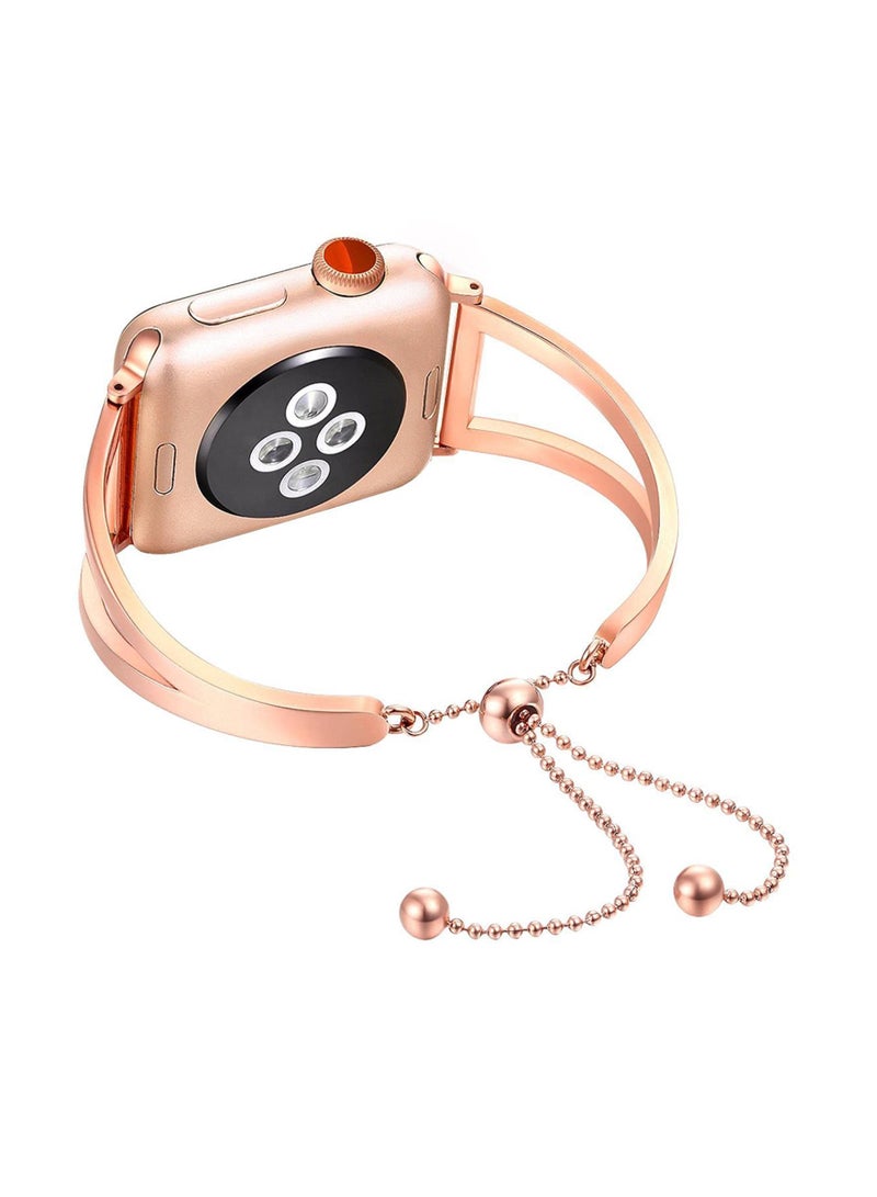 SYOSI Elegant Stainless Steel Apple Watch Band for Apple Watch Series 8/7/6/5/4/3/2/1 SE 38/40mm/41/42/44/45mm, Jewelry Style Watch Band Classic Cuff Watch Band Replacement Band for Women iWatch Strap - Image 3