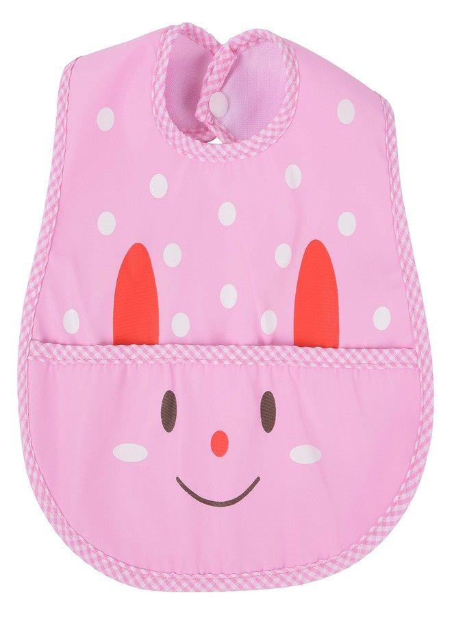 Yellow Bee Polka Dots Bib with Crumb Collector, Pink - Image 1