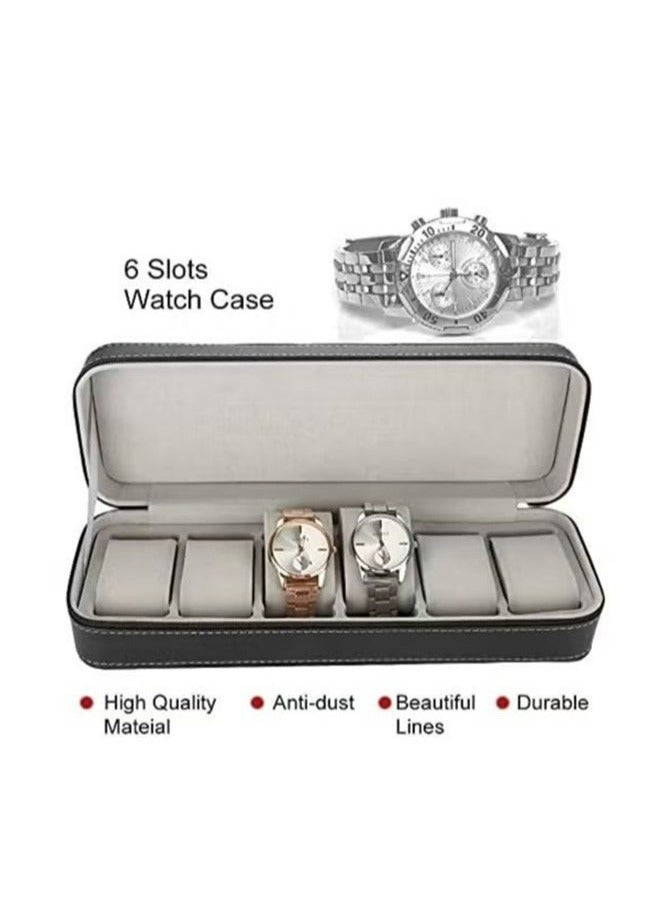 RollsTimi  6 Slot Portable Zipper Watch Box PU Leather Watch Box - Image 3