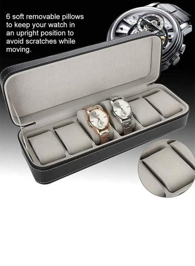 RollsTimi  6 Slot Portable Zipper Watch Box PU Leather Watch Box - Image 2