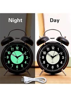 Beauenty Super Loud Alarm Clock Silent Non-Ticking for Heavy Sleepers, Retro Twin Bell Alarm Clock with Backlight for Bedside for Home/School/Office Black  - Image 2