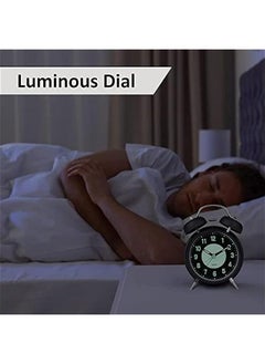 Beauenty Super Loud Alarm Clock Silent Non-Ticking for Heavy Sleepers, Retro Twin Bell Alarm Clock with Backlight for Bedside for Home/School/Office Black  - Image 3