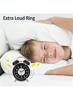 Beauenty Super Loud Alarm Clock Silent Non-Ticking for Heavy Sleepers, Retro Twin Bell Alarm Clock with Backlight for Bedside for Home/School/Office Black  - Image 4