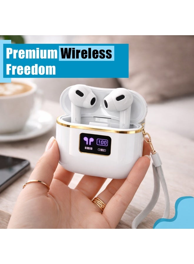 AFRIDIAN Wireless Earbuds Bluetooth 5.4 TWS True Wireless Earphones with LED Display Charging Case, HiFi Stereo Bass, Noise Cancelling Mic, Touch Control, Waterproof Sports Headphones for iPhone & Android - Image 4