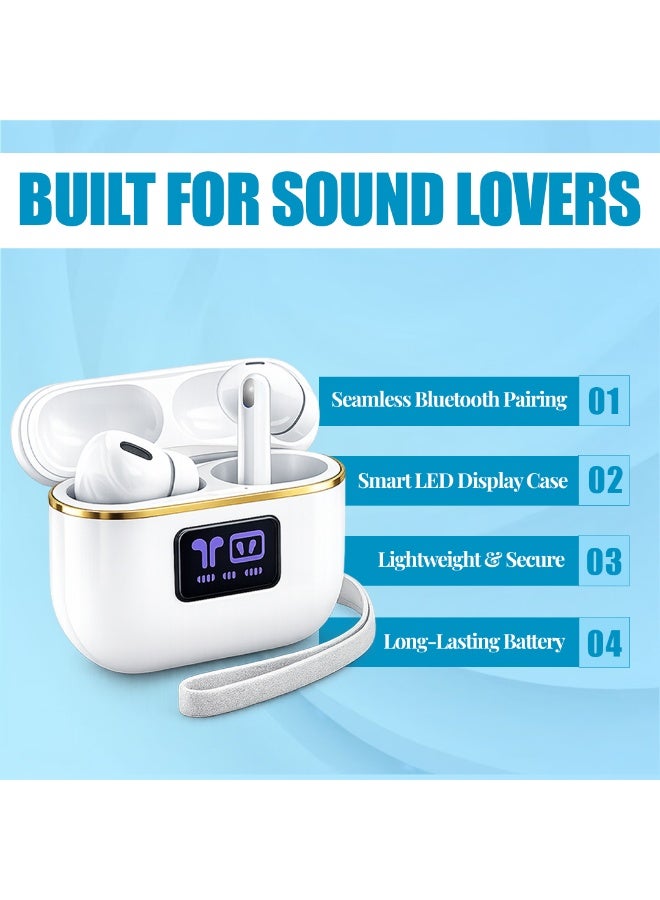 AFRIDIAN Wireless Earbuds Bluetooth 5.4 TWS True Wireless Earphones with LED Display Charging Case, HiFi Stereo Bass, Noise Cancelling Mic, Touch Control, Waterproof Sports Headphones for iPhone & Android - Image 2