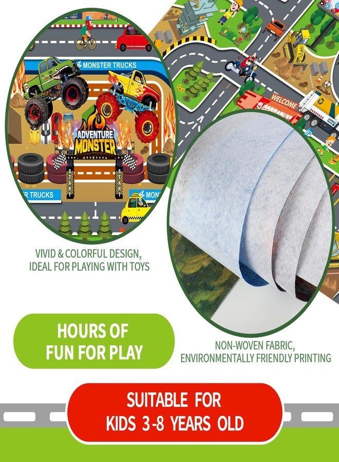 Oriate Kids Toy Dream Mat Monster Truck Activity Playmat, Multi Color Parent-Child Interaction Game Rug, Ideal Children's Educational Floor Mats for Monster Cars Construction Truck Toys 552-M - Image 4