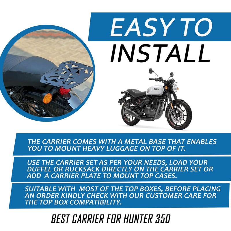 Asryd حامل الأمتعة الخلفي ASRYD لرحلات الدراجات النارية لرويال إنفيلد ريبورن هانتر 350 - Image 5