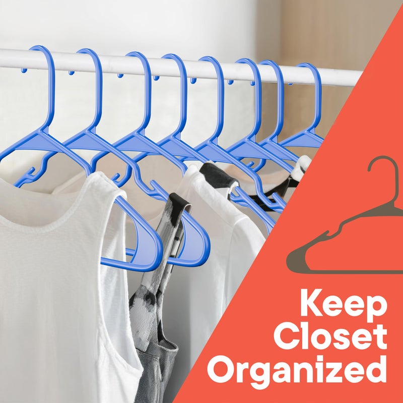 Campior Plastic Clothes Hangers â€“ Heavy Duty Hanger Set, for Organizing Clothes, Dresses, and Coat, Holds Up to 5 lbs, Space-Saving Hangers with Non-Slip Shoulder Grooves, Pack of 5, Blue - Image 4