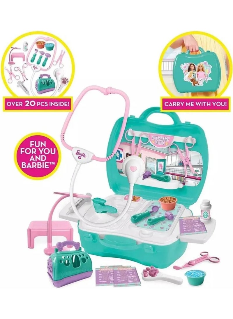 باربي Barbie Pet Clinic Playset PK6 – Portable Veterinary Role Play Set with 20+ Accessories | Kids 3+ - Image 2