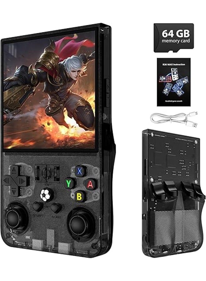 R36MAX Retro Handheld Game Console, 4.0 Inch IPS Screen, 64GB Memory, Portable Arcade Video Gaming Console Gift for Adults, Black - Image 1