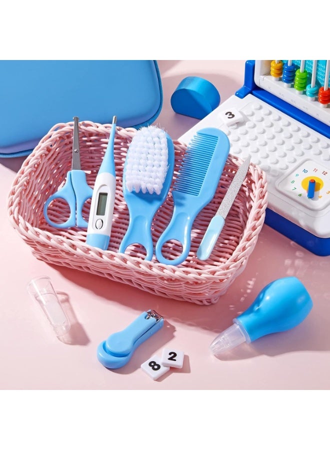 شيكو مجموعة العناية الصحية للأطفال من شيكو - مجموعة العناية بسلامة الطفل: قصافة أظافر، فرشاة، مشط، مقص، مبرد، فرشاة أسنان للأصابع، مجموعة أساسية لحضانة الأطفال حديثي الولادة (أزرق) للبنات والأولاد - Image 2