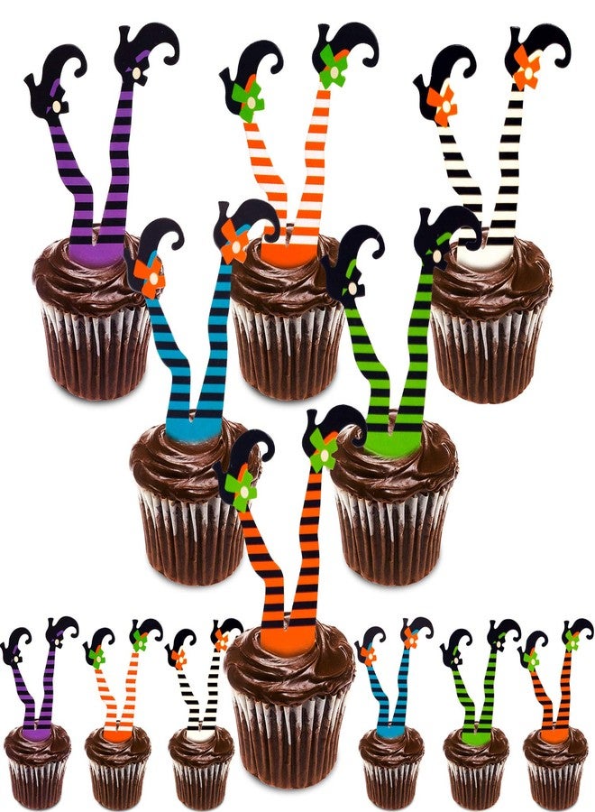 Whaline Halloween Cupcake Toppers Witch Boot Paper Cupcake Decorations for Cupcake Dish Decoration Party Supplies, 30 Pack - Image 1